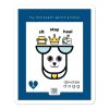 blue white and yellow introvert devotee dogg sticker to show design and qr that sings