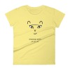 yellow womens short sleeve t with introvert kitty illustration and still still until type to show design and color