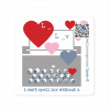 diecut sticker with typewriter and hearts design, i cant spell luv without u type and qr code that plays song