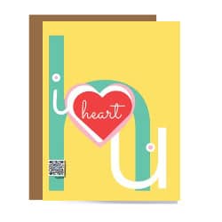 yellow i heart u singing greeting card to illustrate category of featured