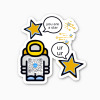 stars and astronaut sticker with pink helmet, speech bubbles saying you are a star and qr code that plays song