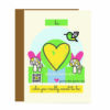 forest scene with hearts, bees, humminbird on encouragement card with qr code that plays song
