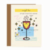 mazel tov card with glass with heart, stars and magic drops from up above, qr code that plays song