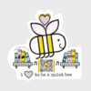 book nerd sticker with bee, books and hearts; qr code plays song