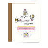 GC087 Wonderful Mom card with happy bees flying upside down and right-side up and type that says mom and wow with pink accents including around QR code that play song