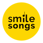 round yellow circle with black typography and quarter note about the i in Smile Songs
