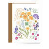 birthday card with watercolor of flowers and green QR code on front that sings handcrafted birthday song