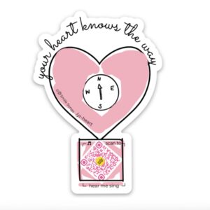 heart shaped sticker with qr code that plays handcrafted song