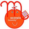 scorpio zodiac sticker with character based on astrological symbol and qr code that plays scorpio song