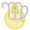 virgo zodiac sticker with character based on astrological symbol and qr code that plays song