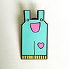 enamel overall pin on white background to show detail