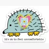 Porcupine illustration of gentle blue-green hedgehog seen from side, looking down; pink heart in center plays song