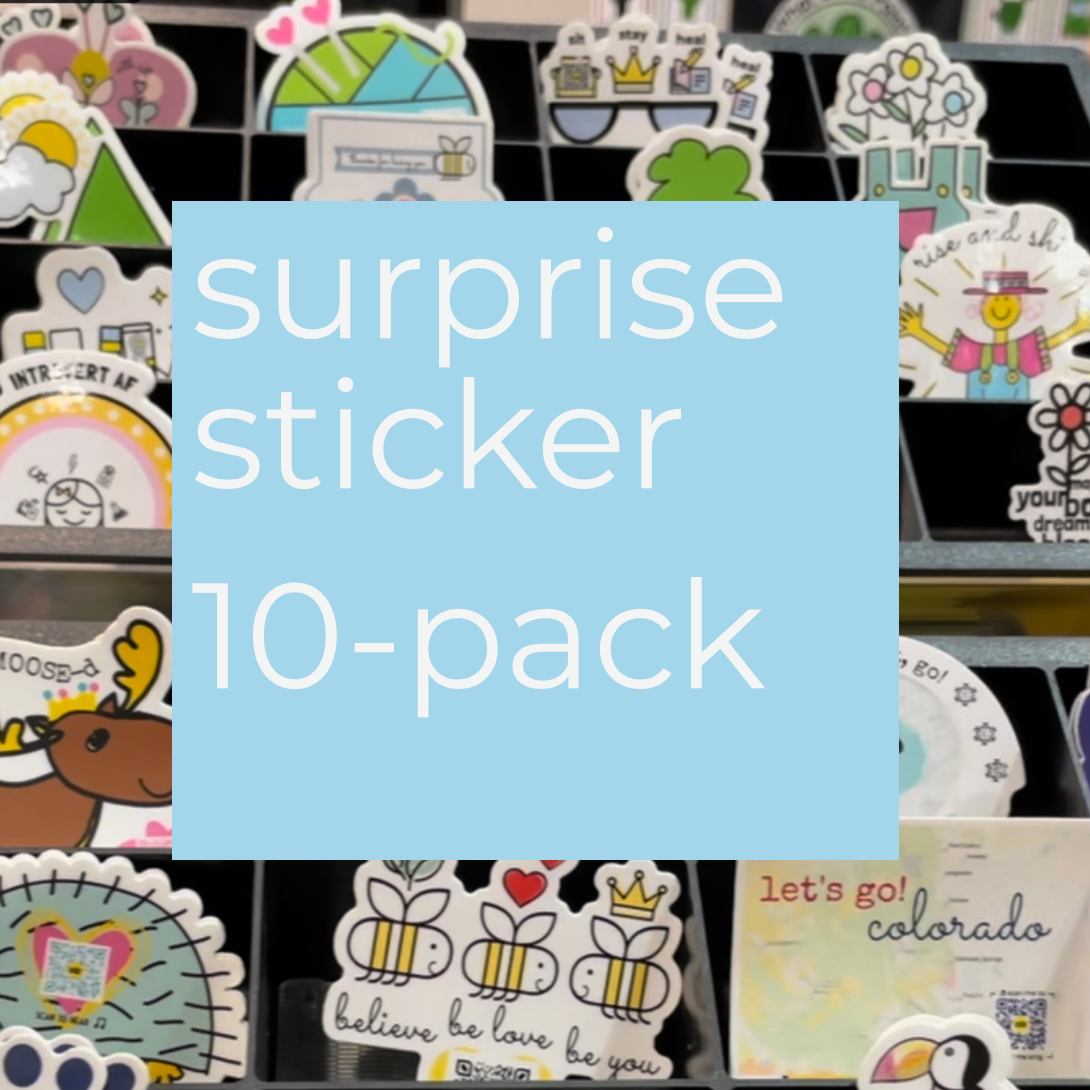 multiple smile songs singing stickers with type that says surprise sticker 10 pack