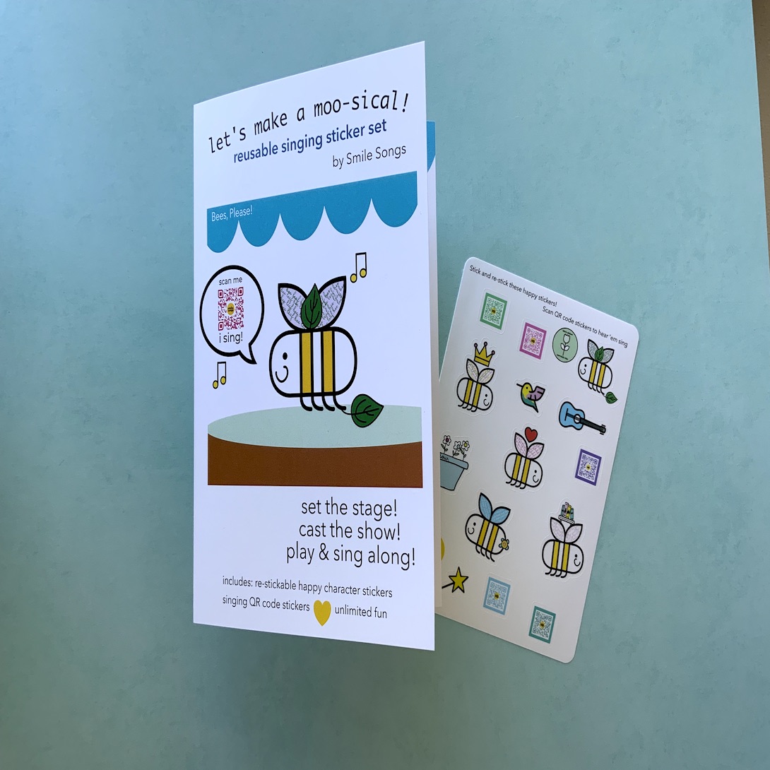 bee themed reusable sticker set and stage