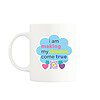 I Am Making My Dreams Come True mug with a bright blue cloud, colorful lettering, and a musical QR code that plays a handcrafted song