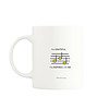 Back of white mug featuring a lyric excerpt and musical notes, enhancing the Grateful, Inspired I'm Me design on front